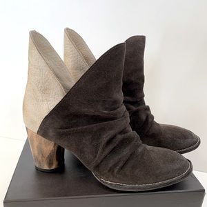 Free People Bone Leather & Charcoal Boho Bootie